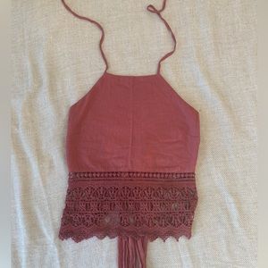 American Eagle Halter Neck Tie Back Top